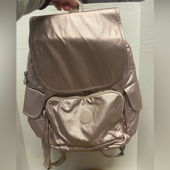 Kipling Handbags - Kipling Soft Metallic Pink Mid Backpack